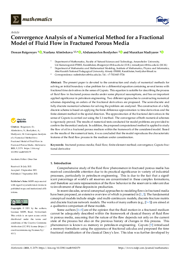 (PDF) Convergence Analysis of a Numerical Method for a Fractional Model ...