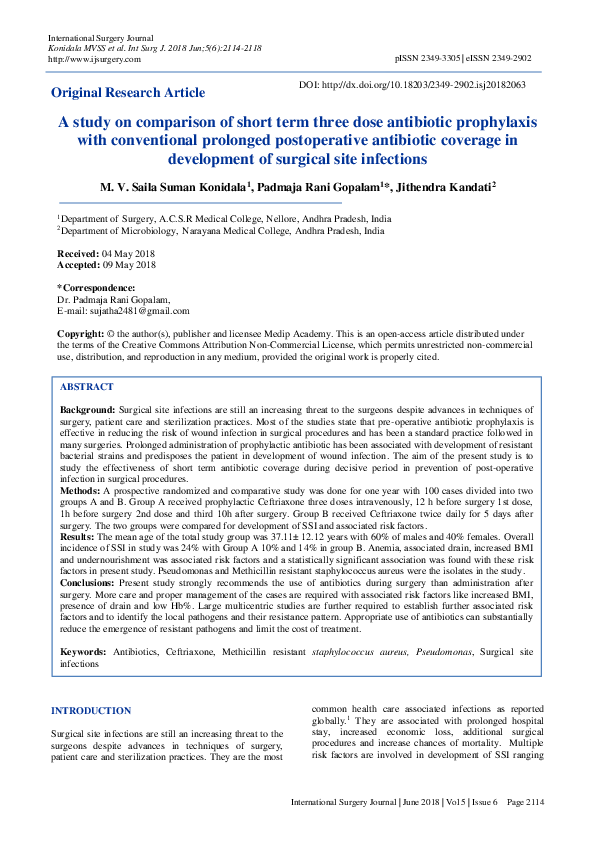 (PDF) A study on comparison of short term three dose antibiotic ...