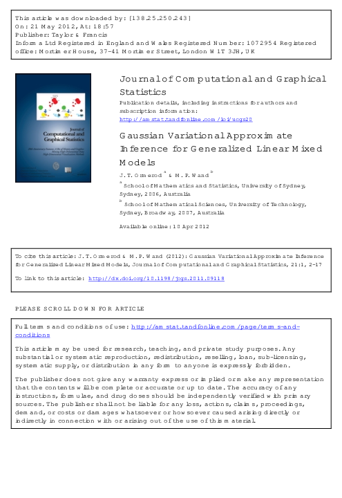 (PDF) Gaussian Variational Approximate Inference for Generalized Linear ...