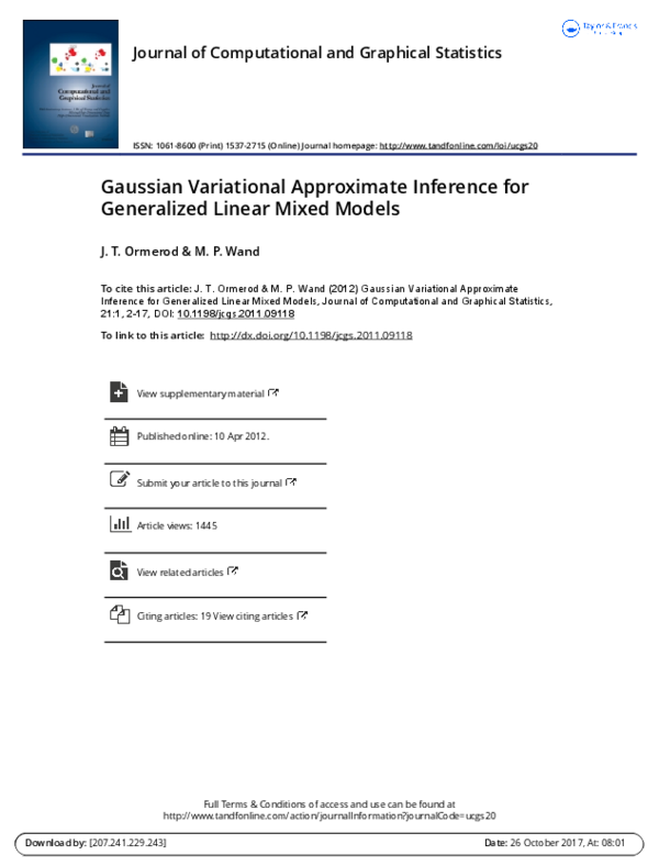 (PDF) Gaussian Variational Approximate Inference for Generalized Linear ...