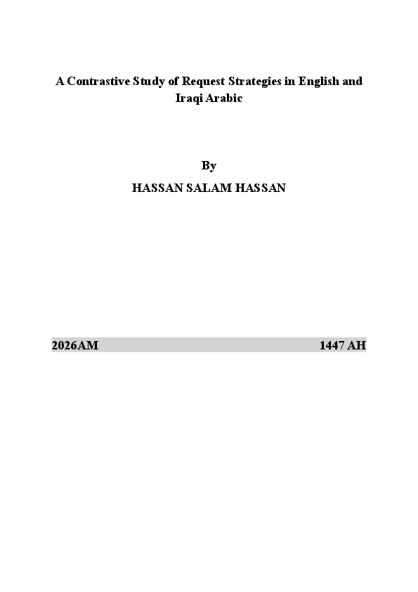 (PDF) A Contrastive Study of Request Strategies in English and Iraqi Arabic