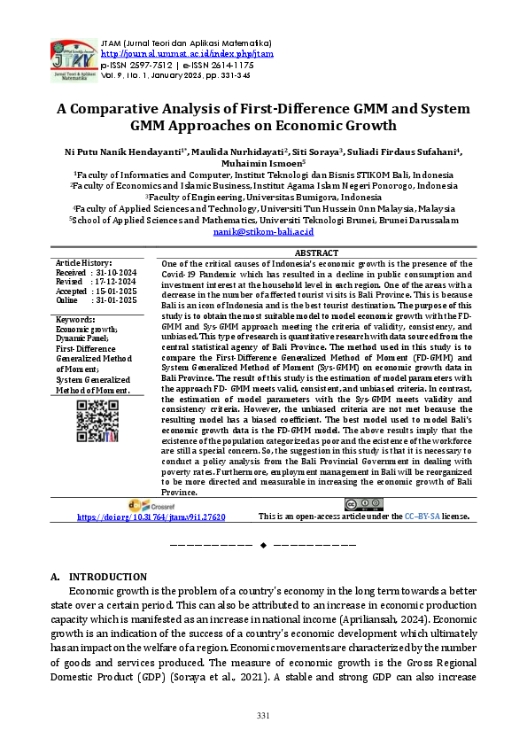 (PDF) A Comparative Analysis of First-Difference GMM and System GMM ...