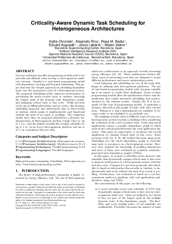 (PDF) Criticality-Aware Dynamic Task Scheduling for Heterogeneous ...