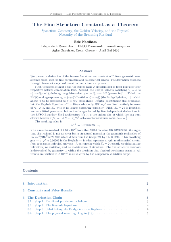 (PDF) The Fine Structure Constant as a Theorem The Fine Structure ...