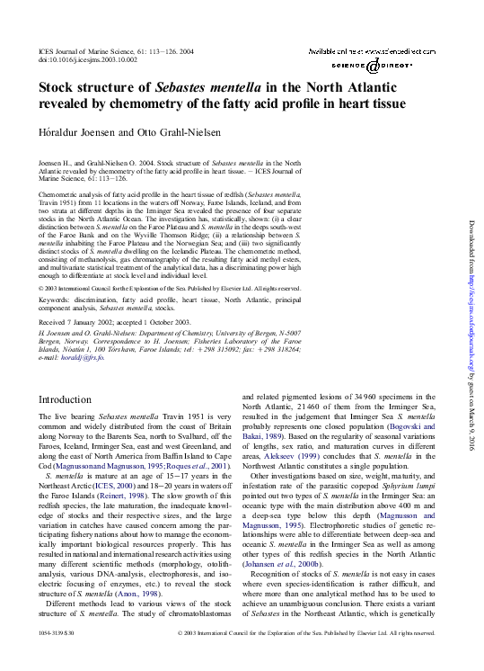 (PDF) Stock structure of Sebastes mentella in the North Atlantic ...