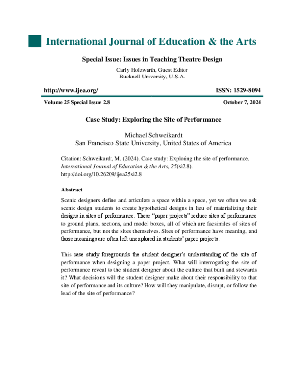 (PDF) Case Study: Exploring the Site of Performance