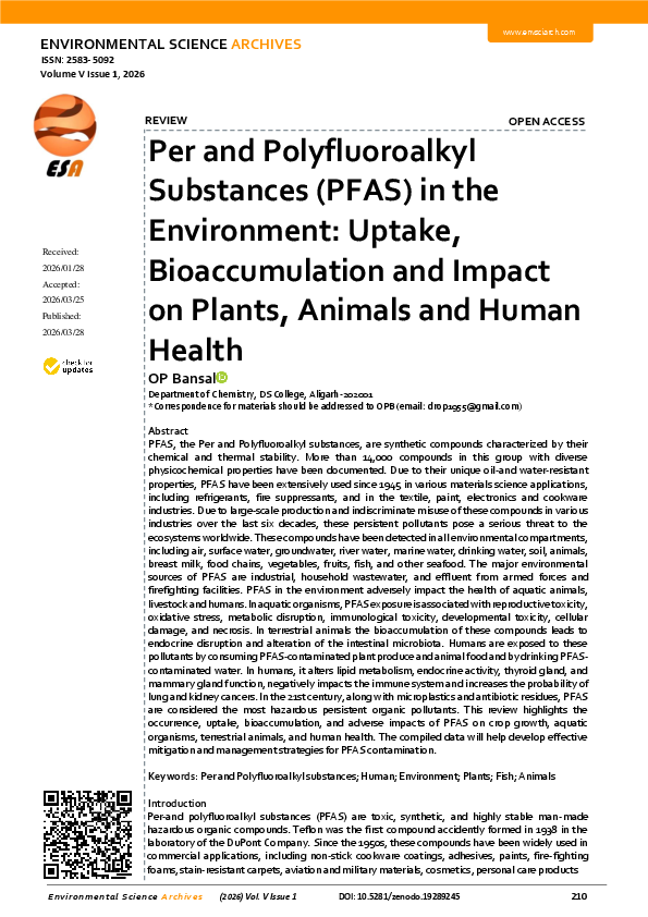 (PDF) Per and Polyfluoroalkyl Substances (PFAS) in the Environment ...