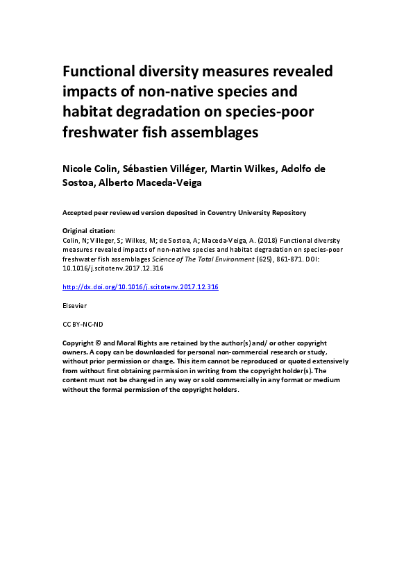(PDF) Functional diversity measures revealed impacts of non-native ...