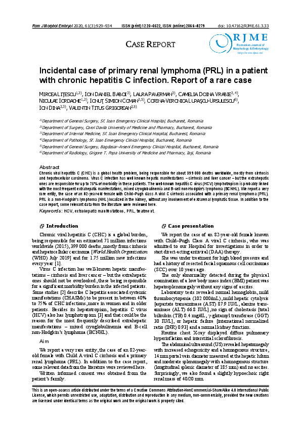 (PDF) Incidental case of primary renal lymphoma (PRL) in a patient with ...