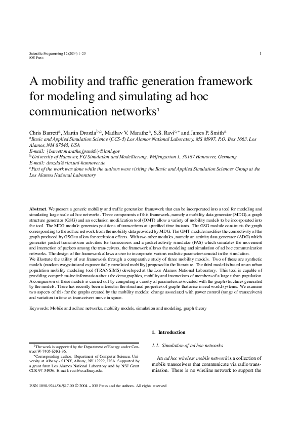(PDF) A Mobility and Traffic Generation Framework for Modeling and ...
