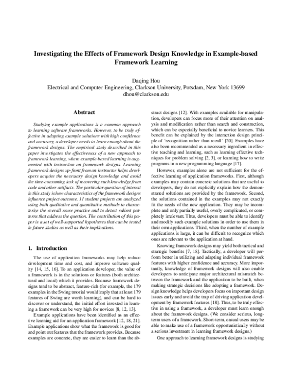 (PDF) Investigating the effects of framework design knowledge in ...