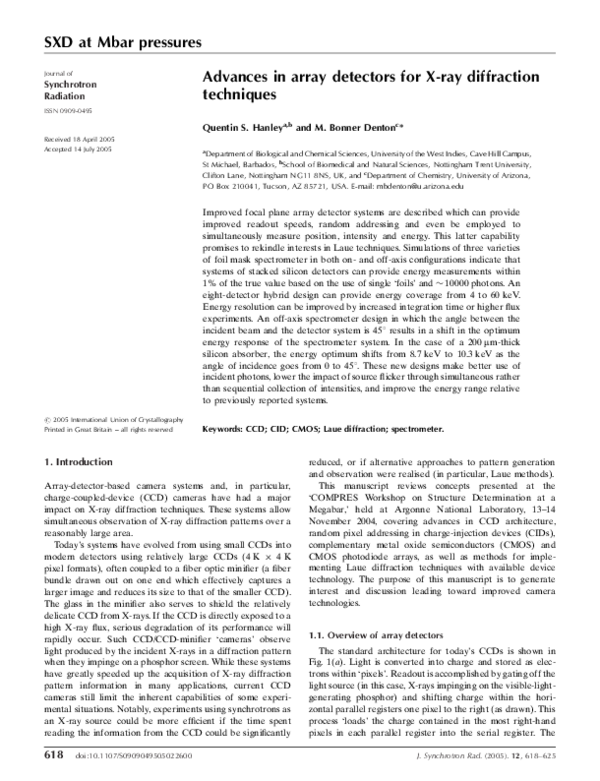 (PDF) Advances in array detectors for X-ray diffraction techniques