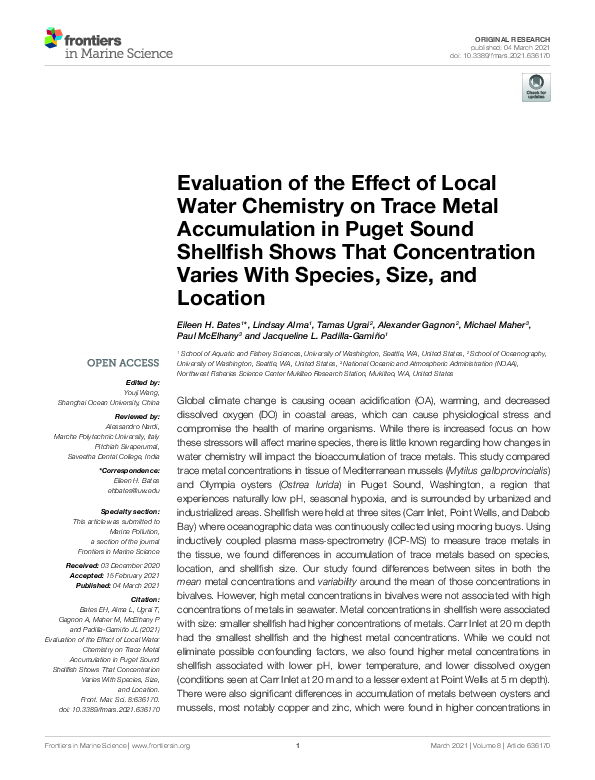 (PDF) Evaluation of the Effect of Local Water Chemistry on Trace Metal ...