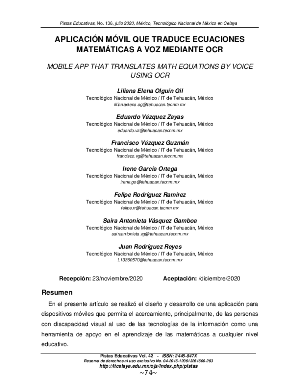 (PDF) Aplicación Móvil Que Traduce Ecuaciones Matemáticas a Voz ...