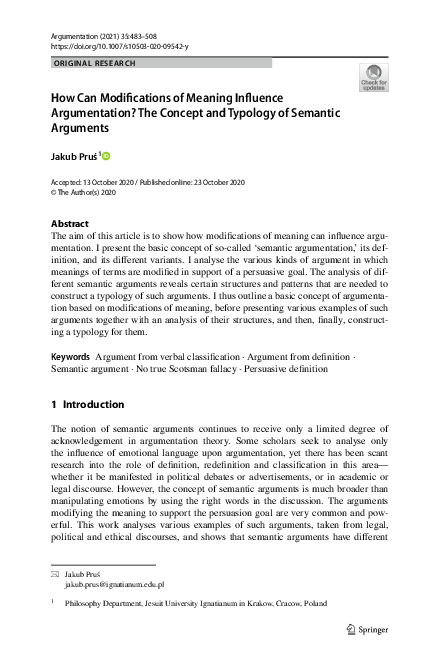 (PDF) How Can Modifications of Meaning Influence Argumentation? The ...