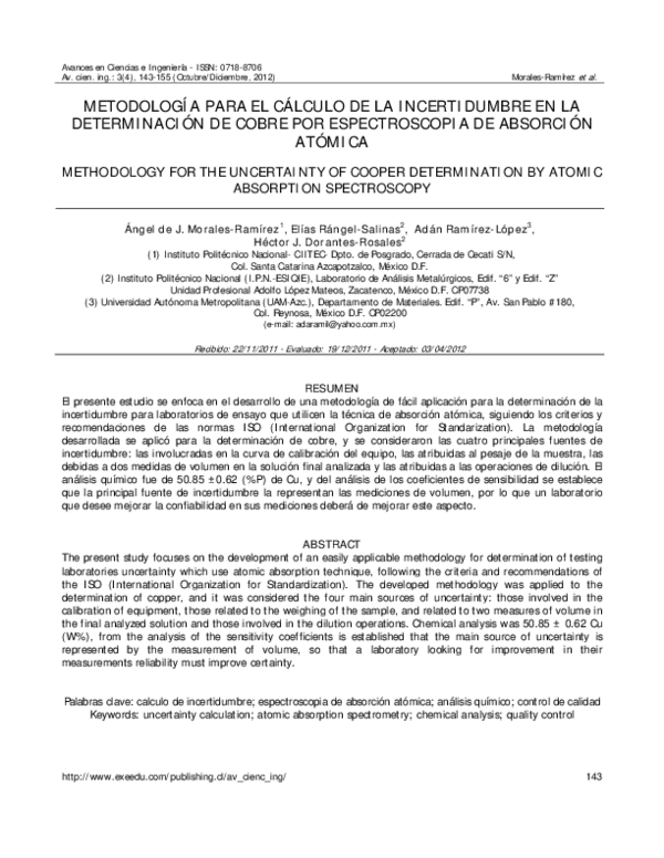 (PDF) Metodología poara el cálculo de la incertidumbre en la ...