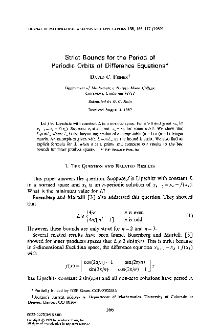 (PDF) Strict bounds for the period of periodic orbits of difference ...