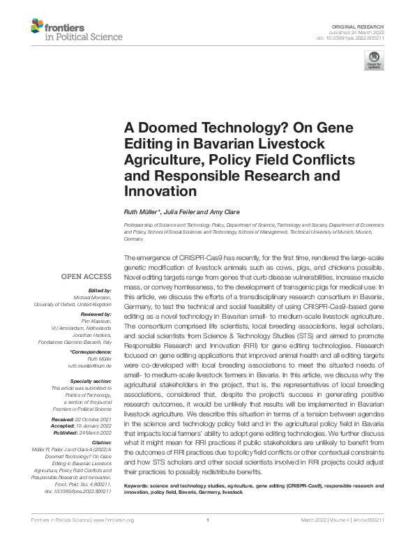 (PDF) A Doomed Technology? On Gene Editing in Bavarian Livestock ...