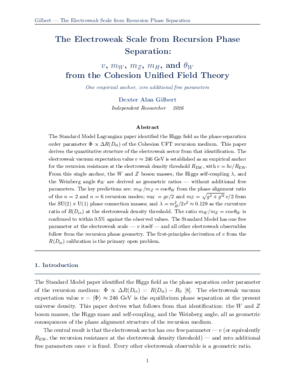 (PDF) The Electroweak Scale from Recursion Phase Separation
