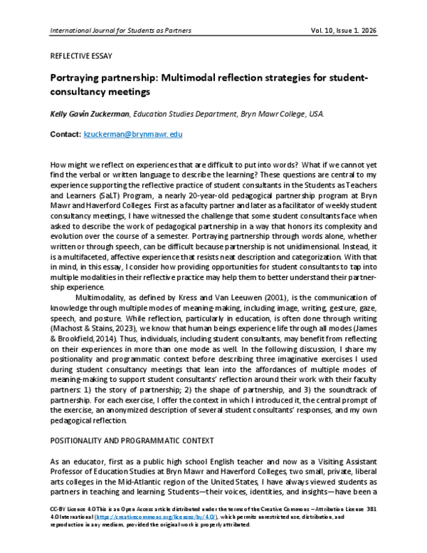 (PDF) Portraying partnership: Multimodal reflection strategies for ...
