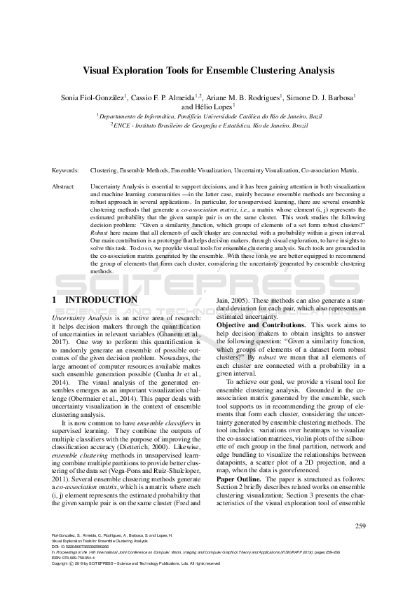 (PDF) Visual Exploration Tools for Ensemble Clustering Analysis