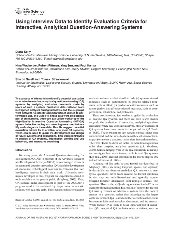 (PDF) Using interview data to identify evaluation criteria for ...