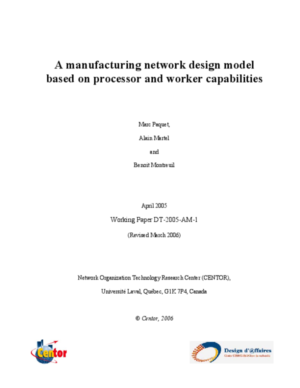 (PDF) A manufacturing network design model based on processor and ...