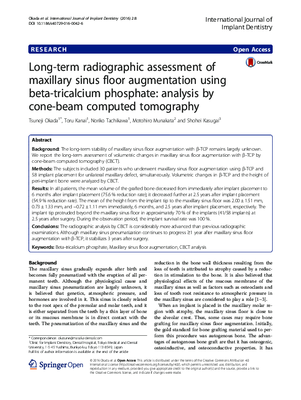 (PDF) Long-term radiographic assessment of maxillary sinus floor ...