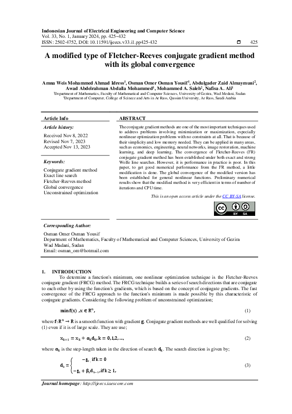 (PDF) A modified type of Fletcher-Reeves conjugate gradient method with ...