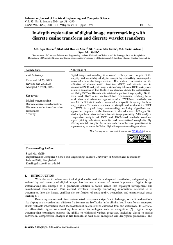 (PDF) In-depth exploration of digital image watermarking with discrete ...