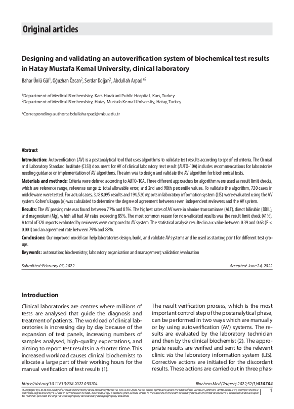 (PDF) Designing and validating an autoverification system of ...