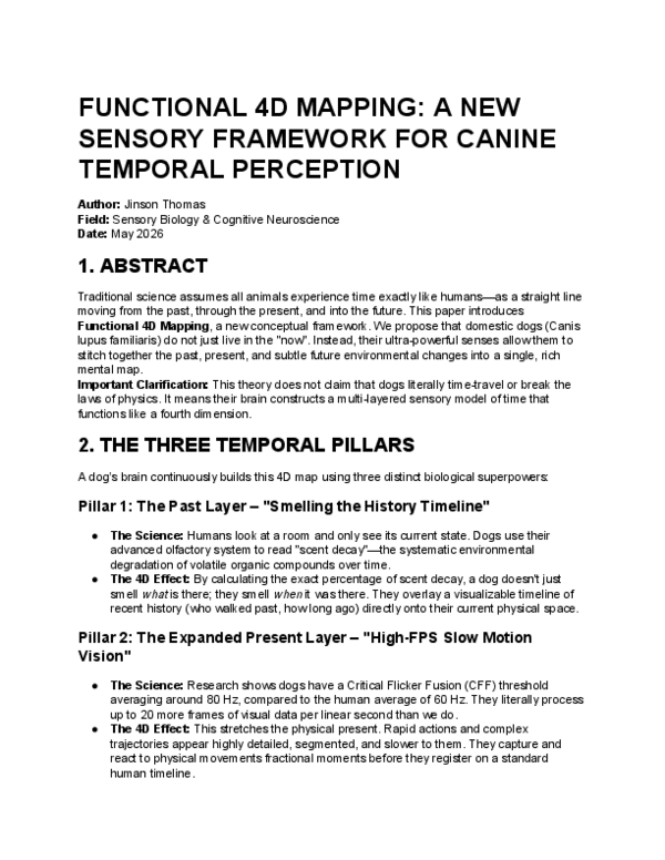 (PDF) FUNCTIONAL 4D MAPPING: A NEW SENSORY FRAMEWORK FOR CANINE ...