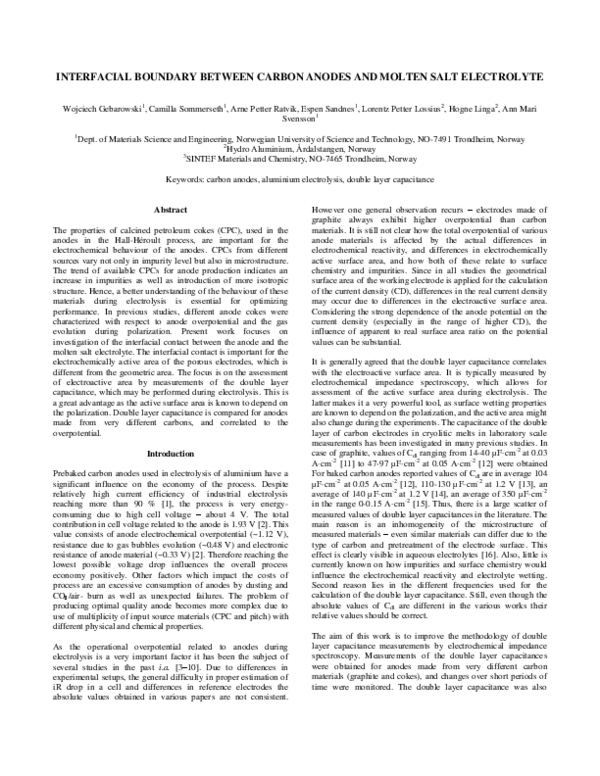 (PDF) Interfacial Boundary between Carbon Anodes and Molten Salt ...