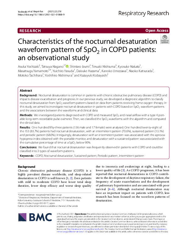 (PDF) Characteristics of the nocturnal desaturation waveform pattern of ...