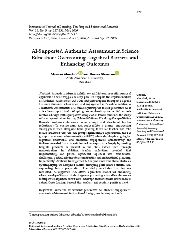 (PDF) AI-Supported Authentic Assessment in Science Education ...