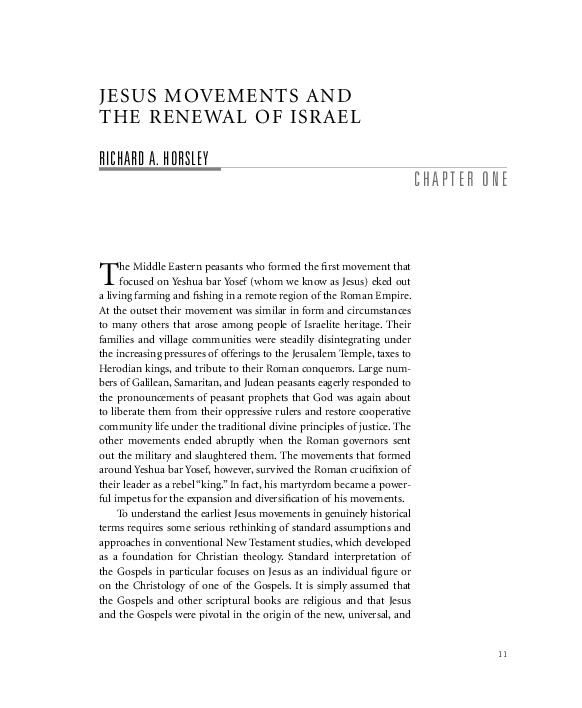(PDF) Jesus Movements and the Renewal of Israel