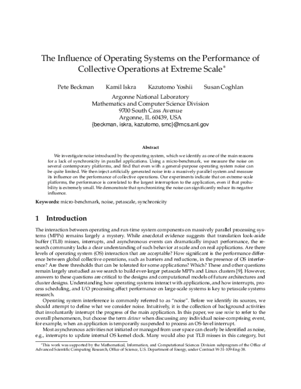 (PDF) The Influence of Operating Systems on the Performance of ...