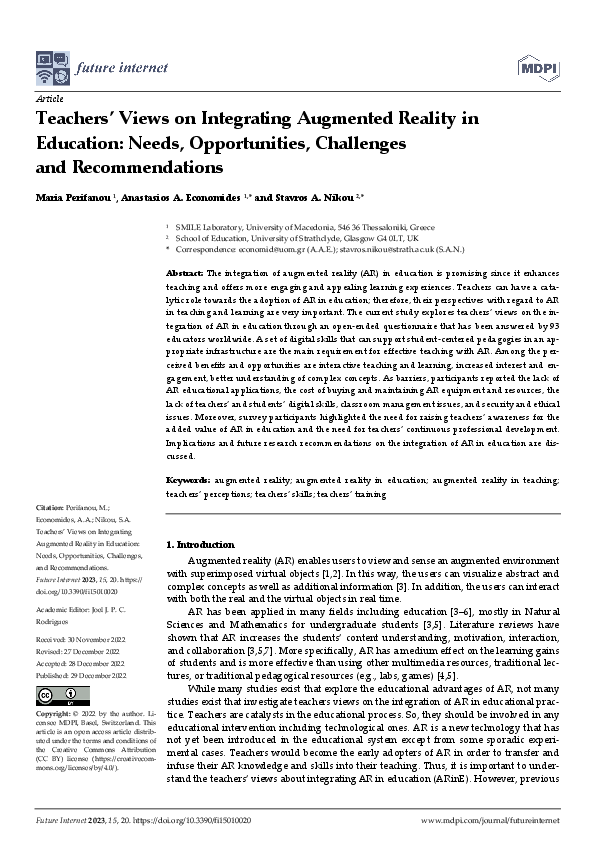 (PDF) Teachers’ Views on Integrating Augmented Reality in Education ...