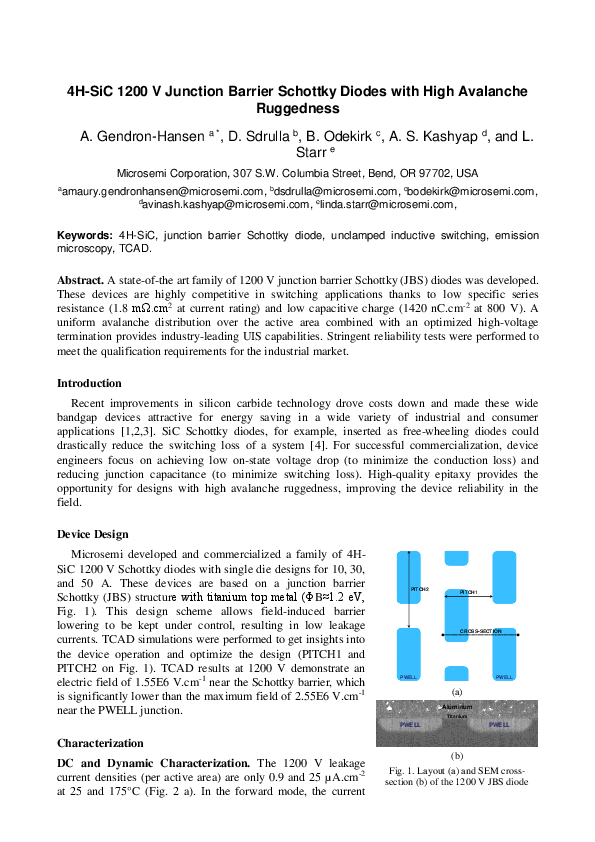 (PDF) 4H-SiC 1200 V Junction Barrier Schottky Diodes with High ...