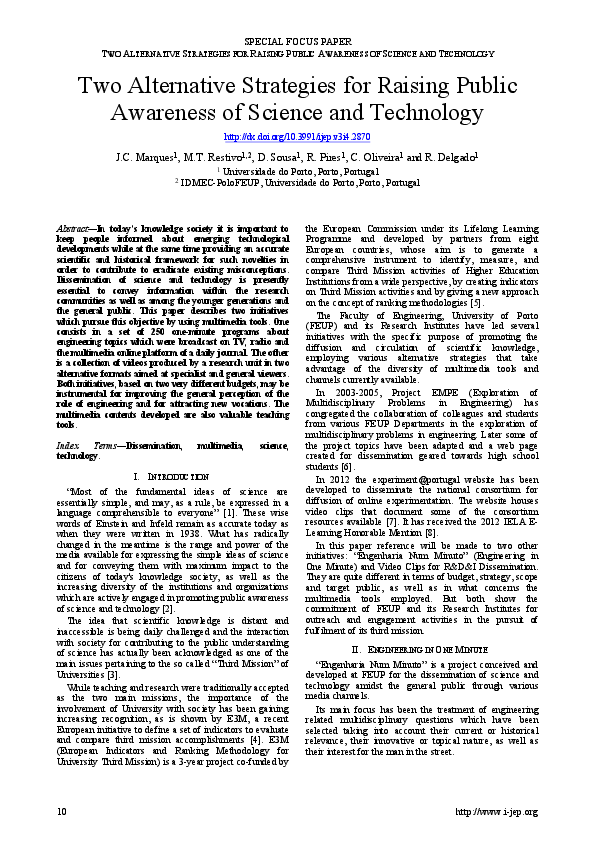 (PDF) Two Alternative Strategies for Raising Public Awareness of ...