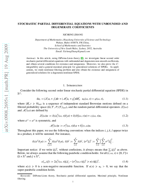 (PDF) Stochastic partial differential equations with unbounded and ...
