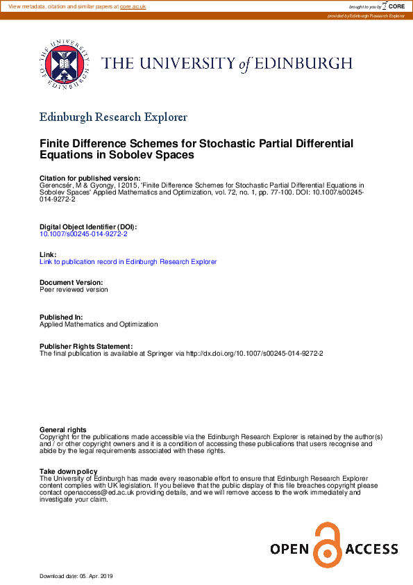 (PDF) Finite Difference Schemes for Stochastic Partial Differential ...