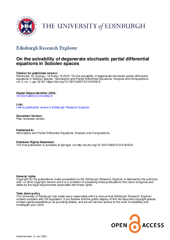 (PDF) On the solvability of degenerate stochastic partial differential ...
