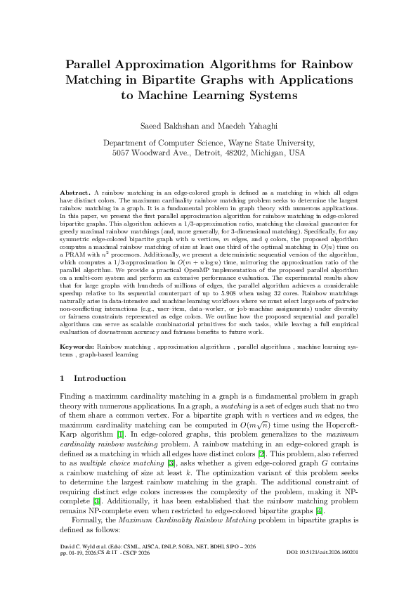 (PDF) Parallel Approximation Algorithms for Rainbow Matching in ...