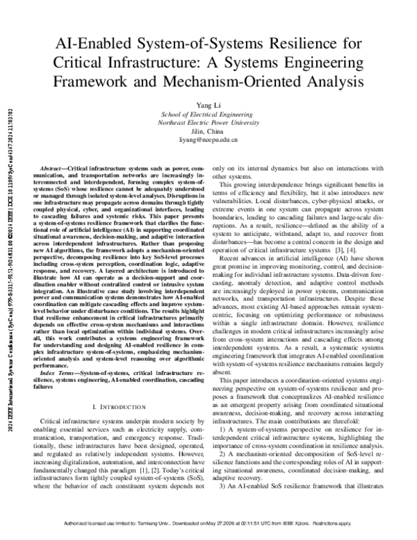 (PDF) AI-Enabled System-of-Systems Resilience for Critical ...