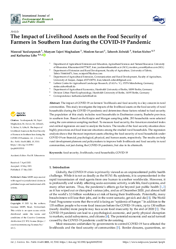 (PDF) The Impact of Livelihood Assets on the Food Security of Farmers ...