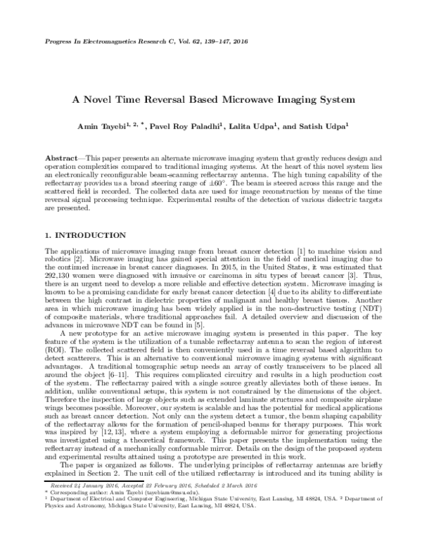 (PDF) A Novel Time Reversal Based Microwave Imaging System