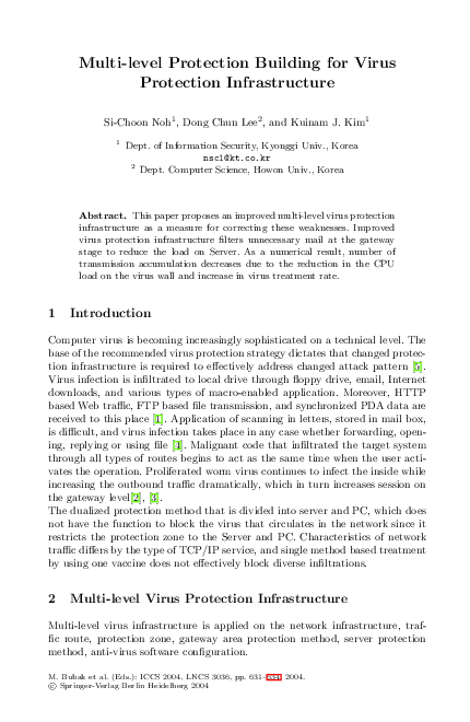 (PDF) Multi-level Protection Building for Virus Protection Infrastructure