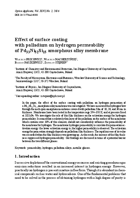 (PDF) Effect of surface coating with palladium on hydrogen permeability ...