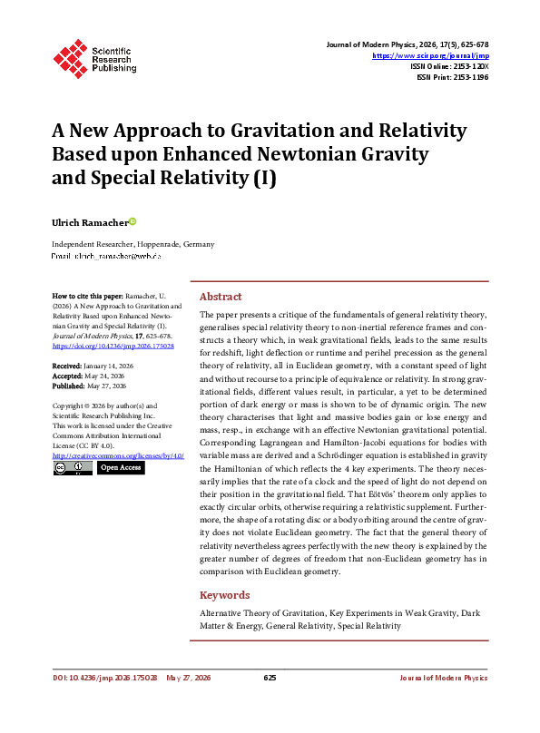 (PDF) A New Approach to Gravitation and Relativity Based upon Enhanced ...
